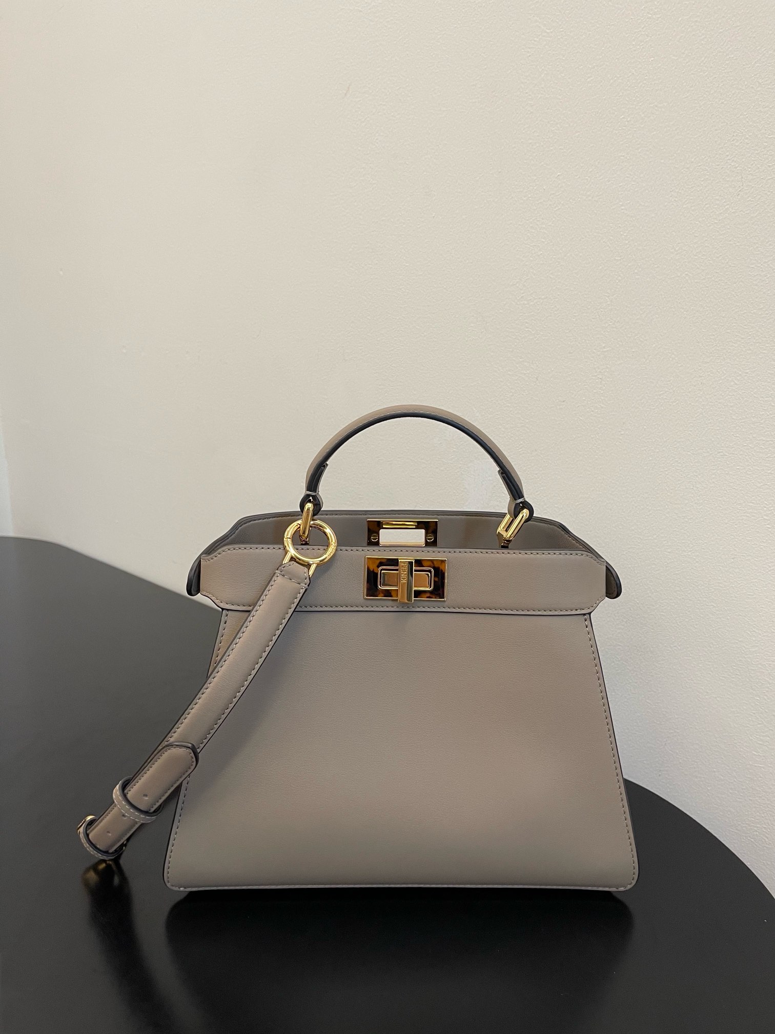 Fendi Peekaboo ISeeU Small Grey Calf Leather Bag